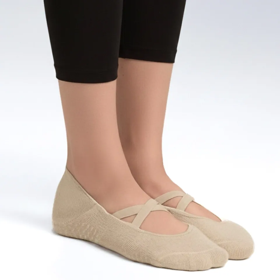 Chaussettes de Pilates antidérapantes beiges ou noires, vue 3