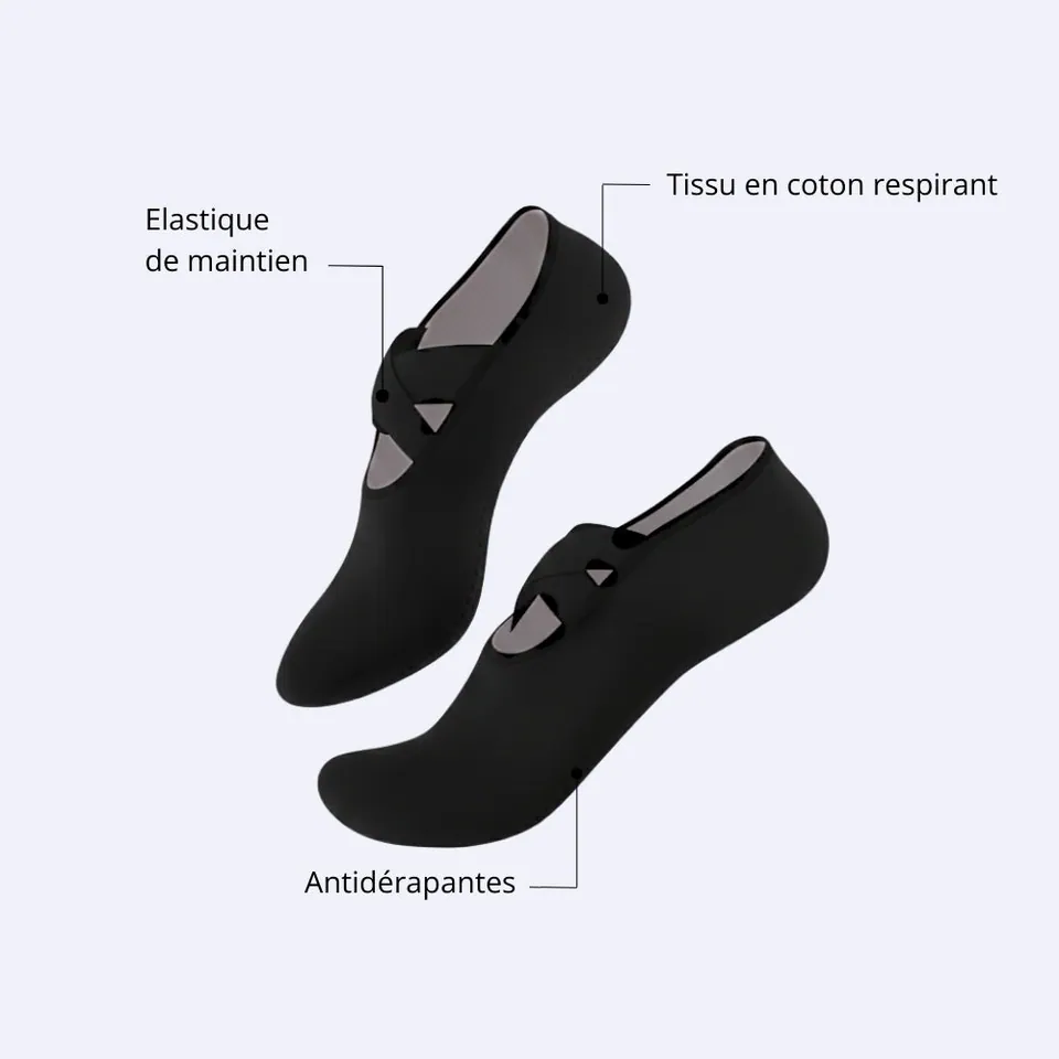 Chaussettes de Pilates antidérapantes beiges ou noires, vue 4