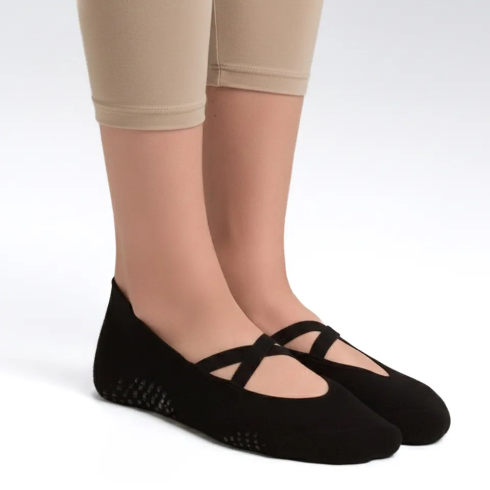 Chaussettes de Pilates antidérapantes beiges ou noires, vue 7