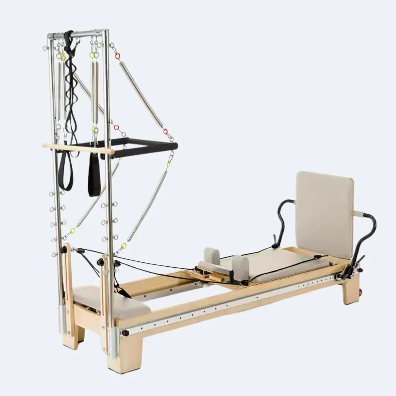 Reformer Pilates en chêne et érable avec tour Bocage, vue 3